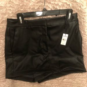 Super High Waisted Cuffed Faux Leather Shorts